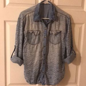 Light blue patterned jean jacket